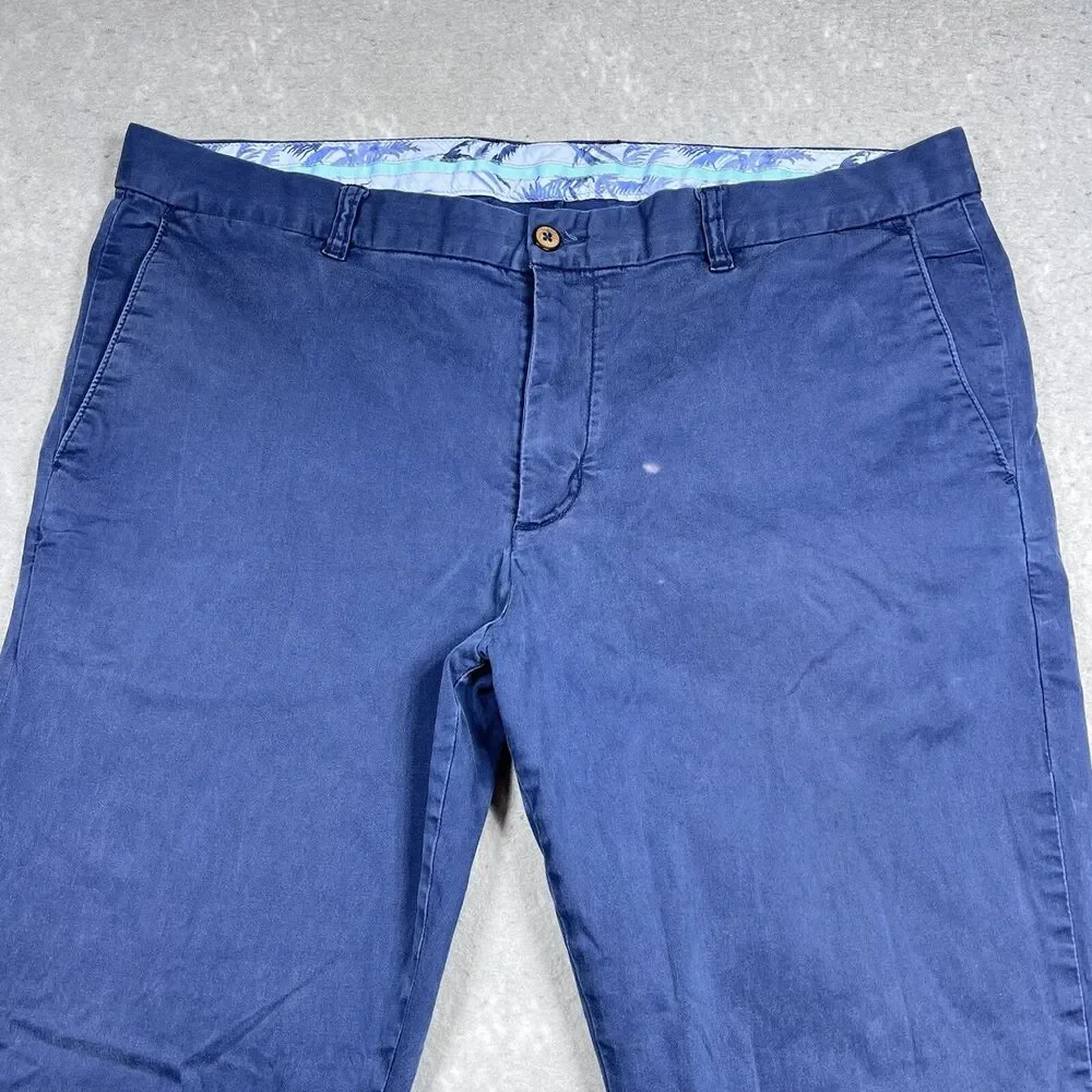 Tommy Bahama Pants Mens SZ 40 Blue Cotton Tencel Stretch Flat Front Chino Pants